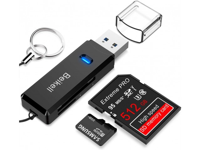 Beikell Card Reader USB 3.0 - Supporta SD/Micro SD/TF/SDHC/SDXC/MS/MSXC/MMC