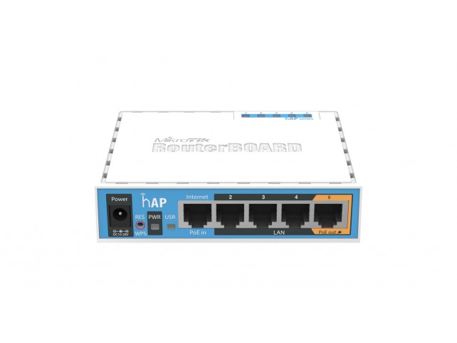 MikroTik hAP with 650MHz CPU, 64MB RAM,  5xLAN, built-in 2.4Ghz