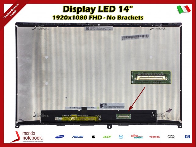Display Completo di Touchscreen per Lenovo Assembly Flex 5-14IIL05 81X1 14" FHD