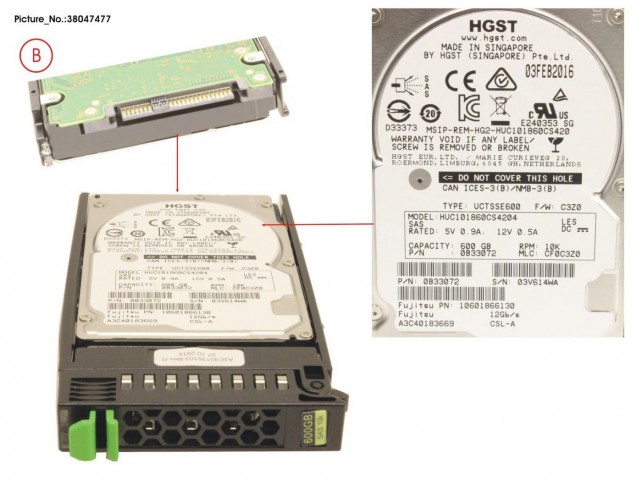 CoreParts 600GB 2,5" SATA 10K RPM  for Primergy RX300 S8,