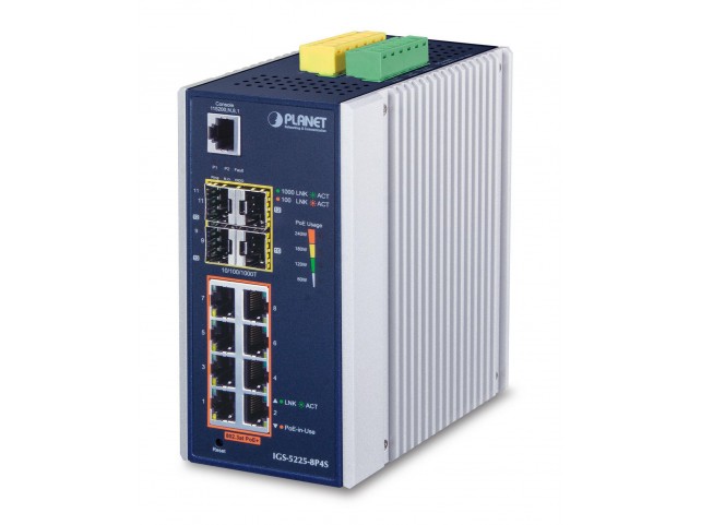 Planet IP30 Industrial L2+/L4 8-Port  1000T 802.3at PoE+ 4-port