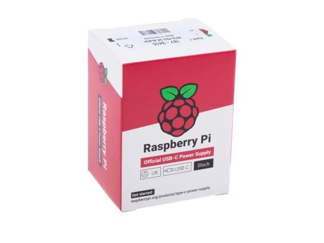 Raspberry Pi 5.1V dc AC/DC-adapter,3A,  15.W, USB-C