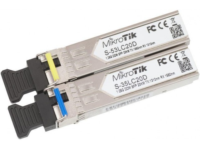 MikroTik Pair of SFP modules, S-35LC20D  1.25G SM 20km T1310nm/R1550nm
