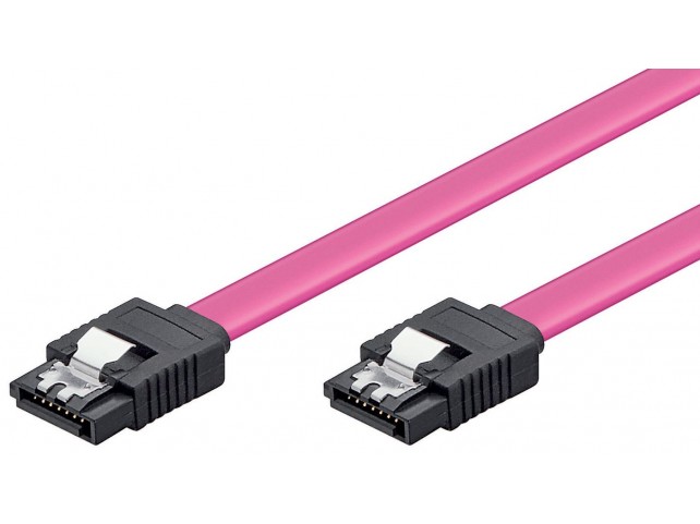 MicroConnect SATA Cable 0,3m with Clip  7-Pole to 7-Pole SATA plugs