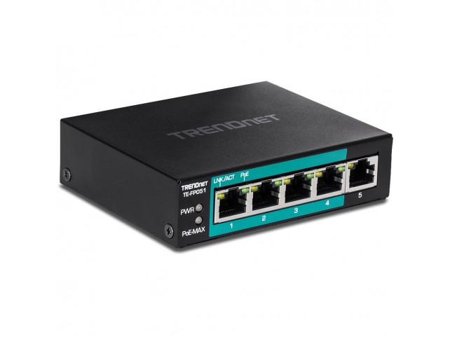 TRENDnet 5-Port Fast Ethernet Long  Range PoE+ Switch TE-FP051,
