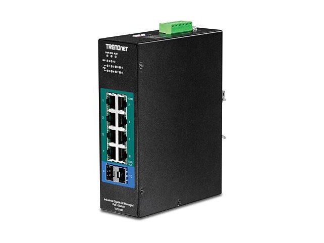 TRENDnet 10-Port Industrial Gigabit L2  Managed PoE+ DIN-Rail Switch