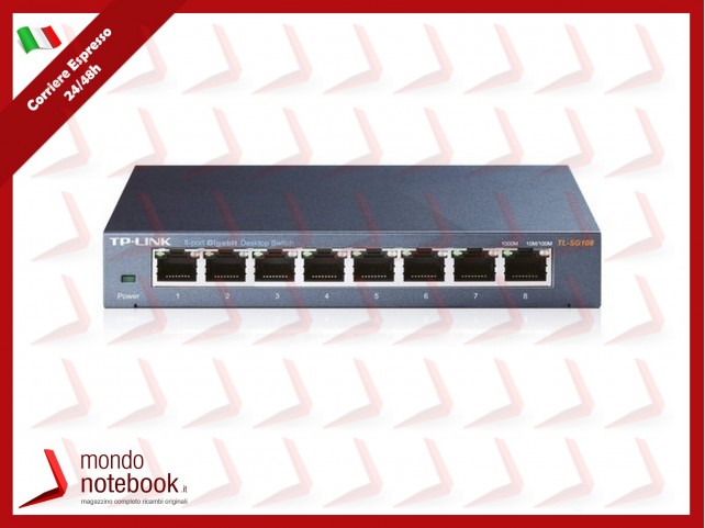 SWITCH TP-LINK TL-SG108 8P LAN METAL GIGABIT DESKTOP 10/100/1000Mbps RJ45 CASE METALLO VERSIONE 3