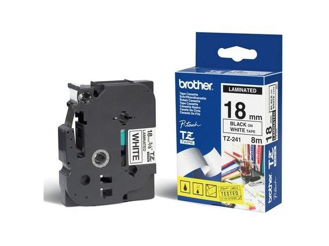 Brother Tape Black On White 18mm  