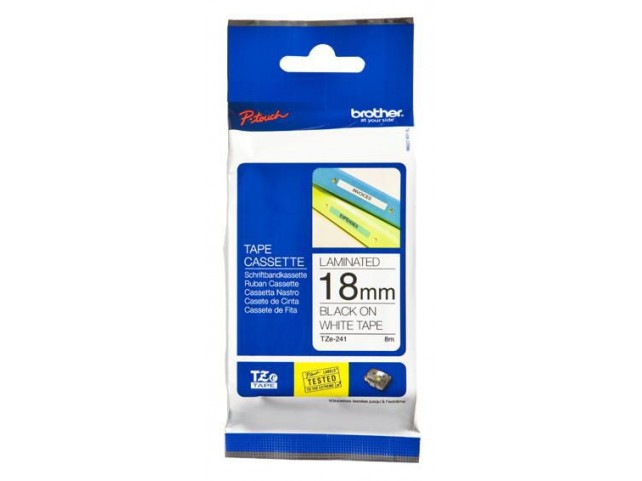 Brother Tape Black on White 18mm  TZe241, Black on white, TZe,