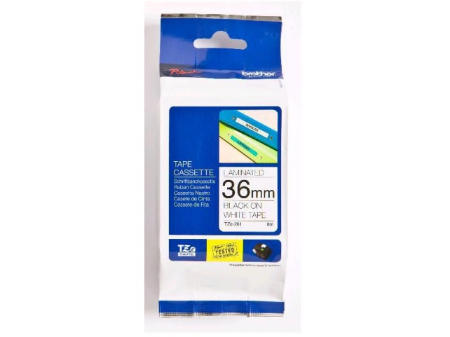 Brother TZE-261 TAPE 36 MM -  LAMINATED 8M BLACK ON WHITE