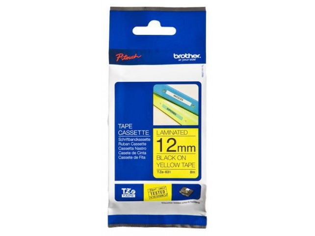 Brother TZE631 12MM BLACK ON YELLOW  TAPE - MOQ 25 TZE631, Black