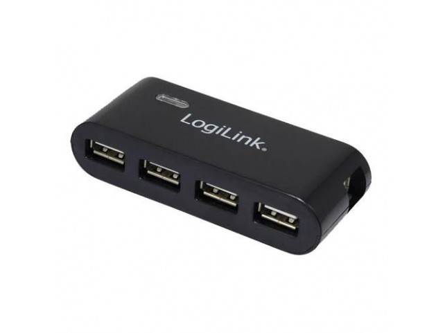 LogiLink 4-Port m. PSU    black  UA0085, 480 Mbit/s, Black,