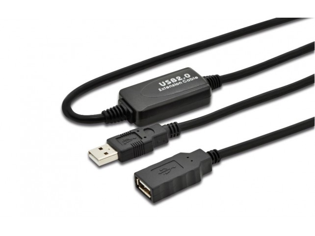 MicroConnect Active USB 2.0 ext. cable, 10m  With integrated repeater 10m