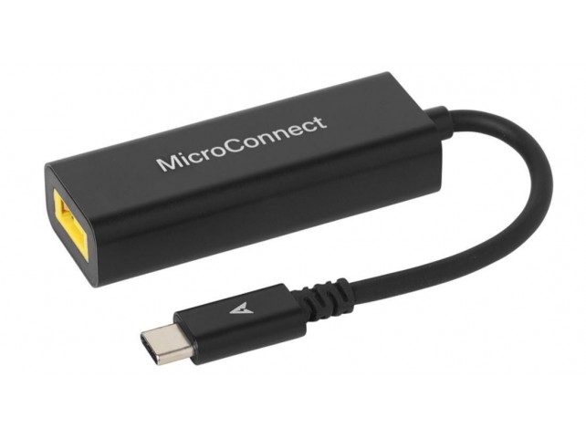 MicroConnect USB-C to Square Lenovo Plug  Power Adapter, Black