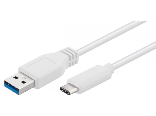 MicroConnect Gen1 USB C-A Cable, 0.5m  White, for synching and
