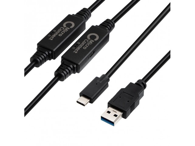 MicroConnect USB3.0 A to USB-C Gen1 Cable  - 10m Cable, 5 Gbit/s