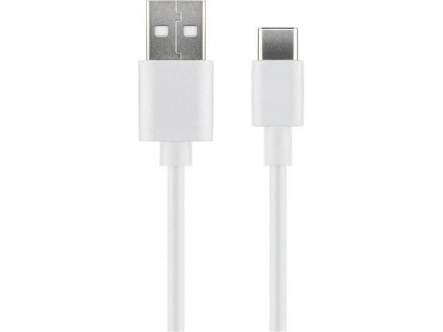 MicroConnect USB-C to USB2.0 A Cable, 2m  White, for synching and