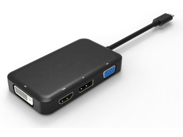 MicroConnect USB-C to DP / HDMI v1.4 /  DVI-D 24+1 / VGA, Black