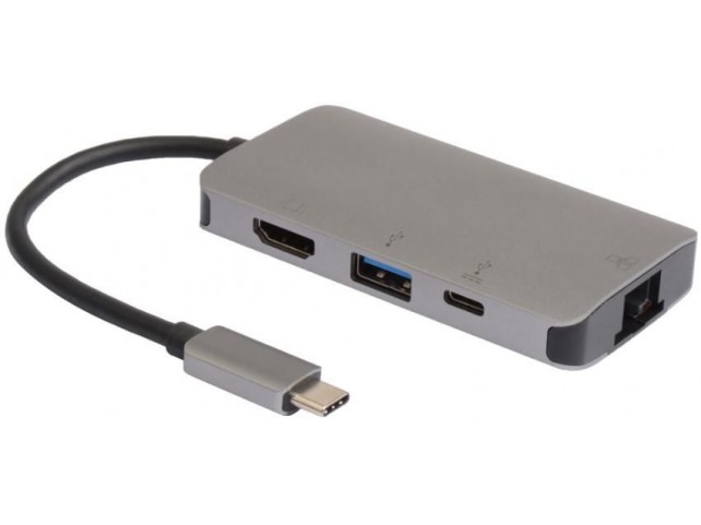 MicroConnect USB-C Mini Dock, USB-C to  HDMI, USB A 3.0, USB-C & RJ45