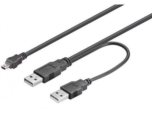 MicroConnect 2x A plug to 5 pin mini B plug  Y USB cable. 0,6meter cable