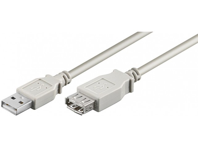 MicroConnect USB2.0  Extension A-A 1.8m M-F  grey