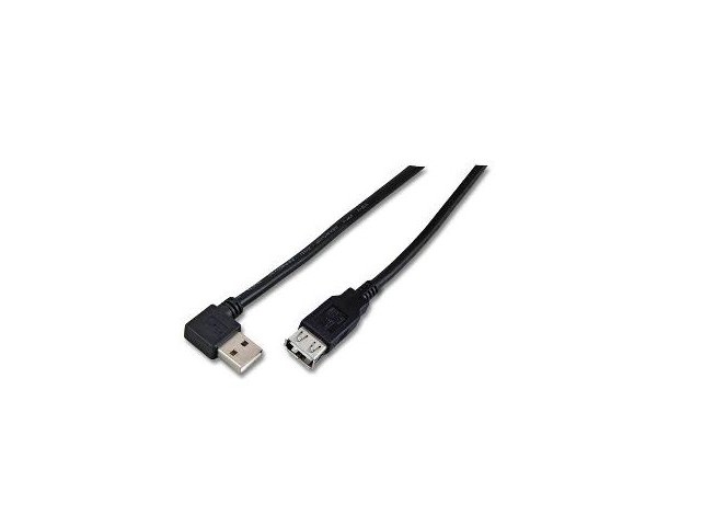 MicroConnect USB2.0  Extension A-A 1.5m M-F  With angled A plug. Black