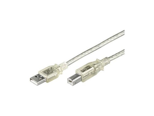 MicroConnect USB2.0 A-B 1m M-M Transparent  USB2.0 A-B 1m M-M, 1 m, USB