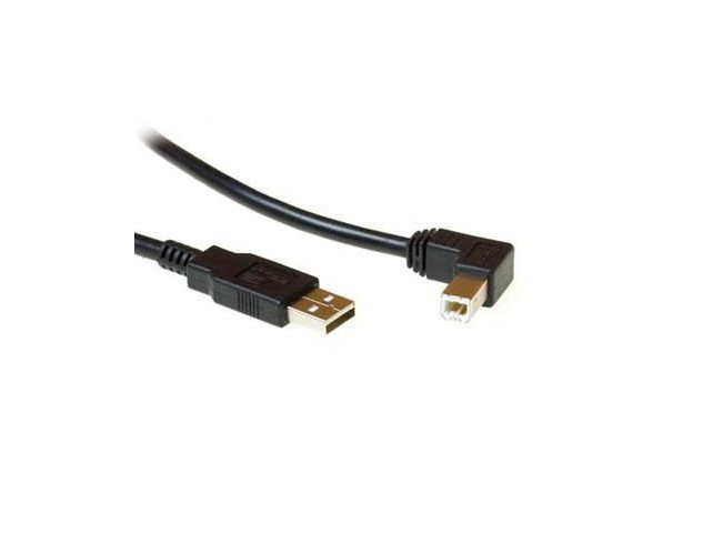USB2.0 A-B 1.8m M-M, Black  USB B male angled
