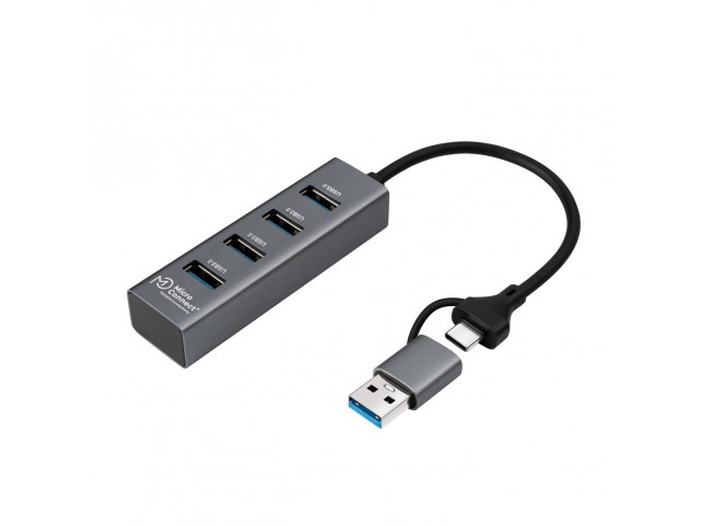 MicroConnect USB 3.0 Hub 4-Port with USB-C  & A connectors, 5Gbps, 0,15m