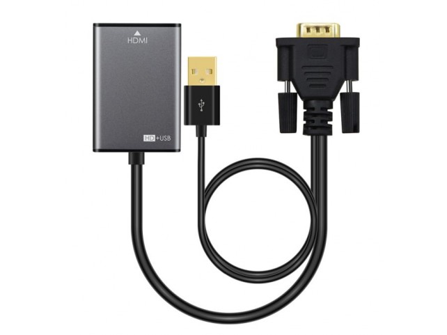 MicroConnect Adapter VGA 15pin  - HDMI M-F  Active, with USB Power