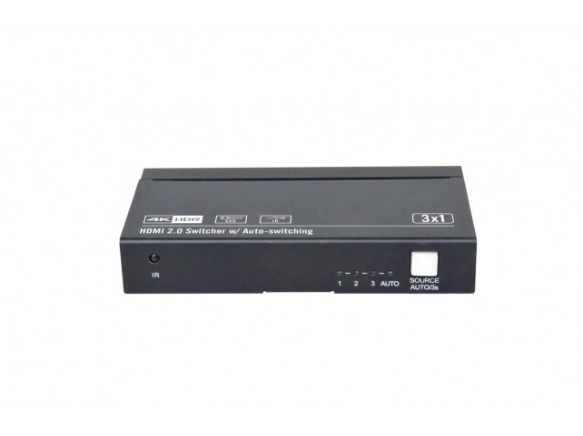 Vivolink HDMI switcher 3x1 4K@60Hz  with CEC and IR .