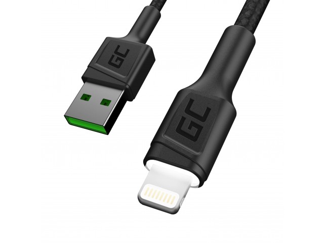 Cable Green Cell Ray USB-A - Lightning White LED 120cm with support per Apple 2.4A  fast charging