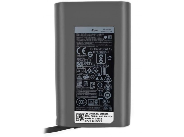 Dell AC Adapter, 45W, 19.5V, 3  Pin, Type C, C6 Power Cord