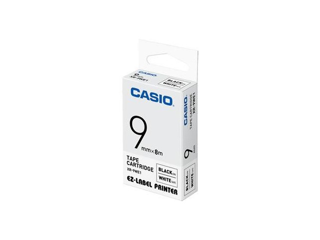 Casio XR-9WE, 9 mm, Black on White  XR-9WE1, 9 mm, 8 m