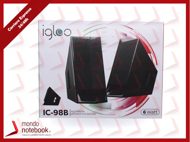 CASSE SPEAKER IGLOO MULTIMEDIA SPEAKER SYSTEM 2.0 USB BLACK 6 Watt