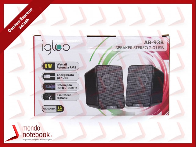 CASSE SPEAKER IGLOO SPEAKER STEREO 2.0 USB BLACK 6 Watt