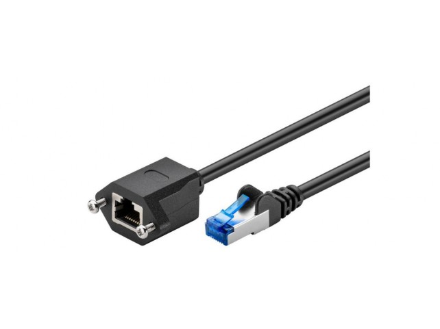 MicroConnect S/FTP CAT6A Ext. cable 3m  with mounting flange Black,