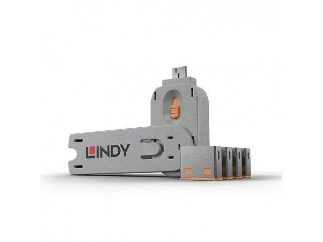 Lindy USB Port Blocker Pack 4 Orange  USB Port Blocker - Pack of 4