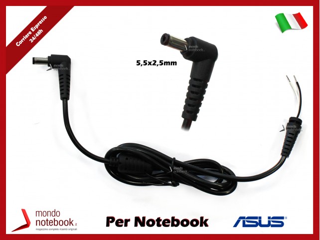 Cavo Alimentazione con Connettore per Alimentatore ASUS DC Power Jack da 5,5x2,5mm (1,2mt)