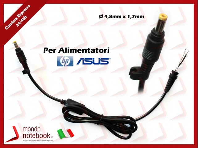 Cavo Alimentazione con Connettore per Alimentatore ASUS HP DC Power Jack da 4,8x1,7mm (1,2mt)