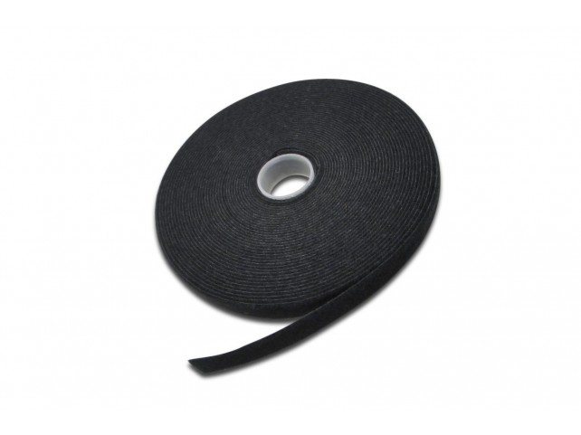 MicroConnect Velcro Tape 15mm, 10m, Black  15mm Width