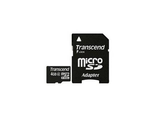 Transcend MicroSD Card SDHC 4GB+Adapter  4 GB microSDHC, 4 GB,