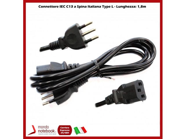 CAVO CORDA ALIMENTAZIONE POWER CORD SPINA ITALIANA DESKTOP MONITOR STAMPANTE UPS