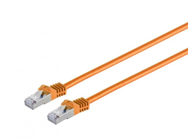 MicroConnect RJ45 patch cord S/FTP (PiMF),  w. CAT 7 raw cable 1m Orange