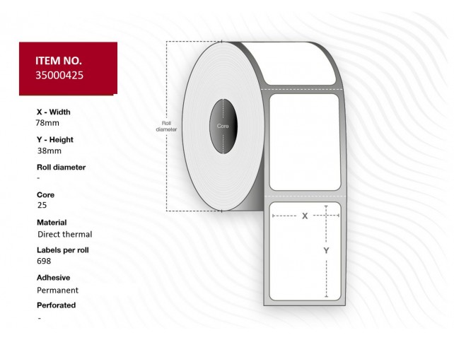 Capture Label 78x38 - Core 25. White.  Premium. DT. Permanent. 698