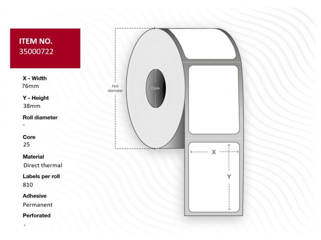 Capture Label 76x38 - Core 25. White.  Eco. DT. Permanent. 810