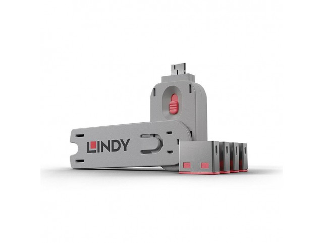 Lindy USB Port Blocker 4pcs Pink  USB Port Blocker - Pack 4,