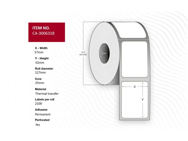 Capture Label 57 x 32mm, Core 25mm,  Thermal Transfer, Coated,