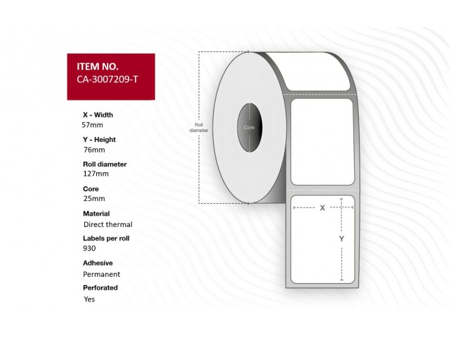 Capture Label 57 x 76mm, Core 25mm,  Direct Thermal, Coated,