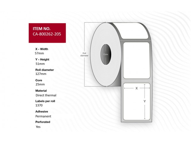 Capture Label 57 x 51mm, Core 25mm,  Direct Thermal, Coated,
